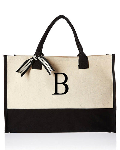 26 Letters Initial Canvas Tote Bag
