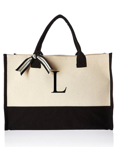 26 Letters Initial Canvas Tote Bag