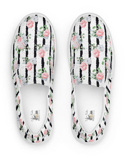 Black White and Blooms Cabin Kicks Shoes