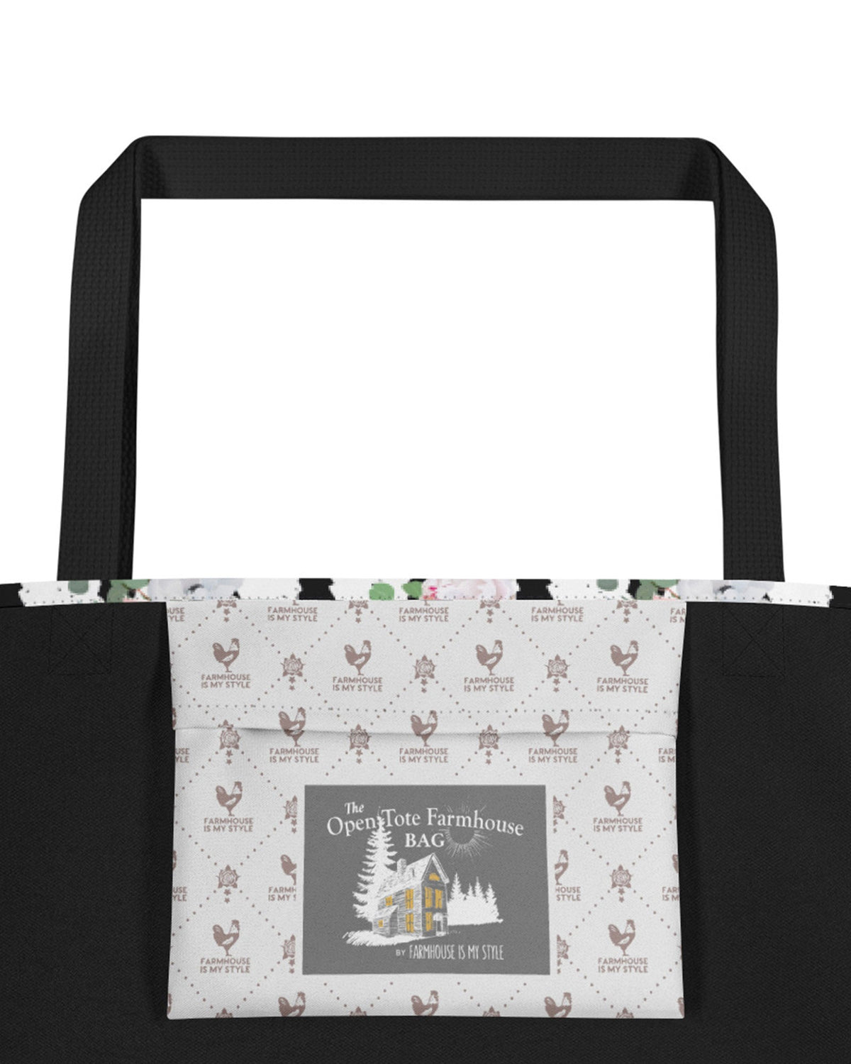 Black White and Blooms Open Tote Bag