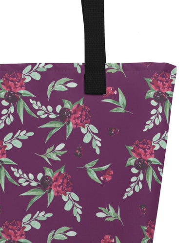 Cranberry Floral Open Tote Bag