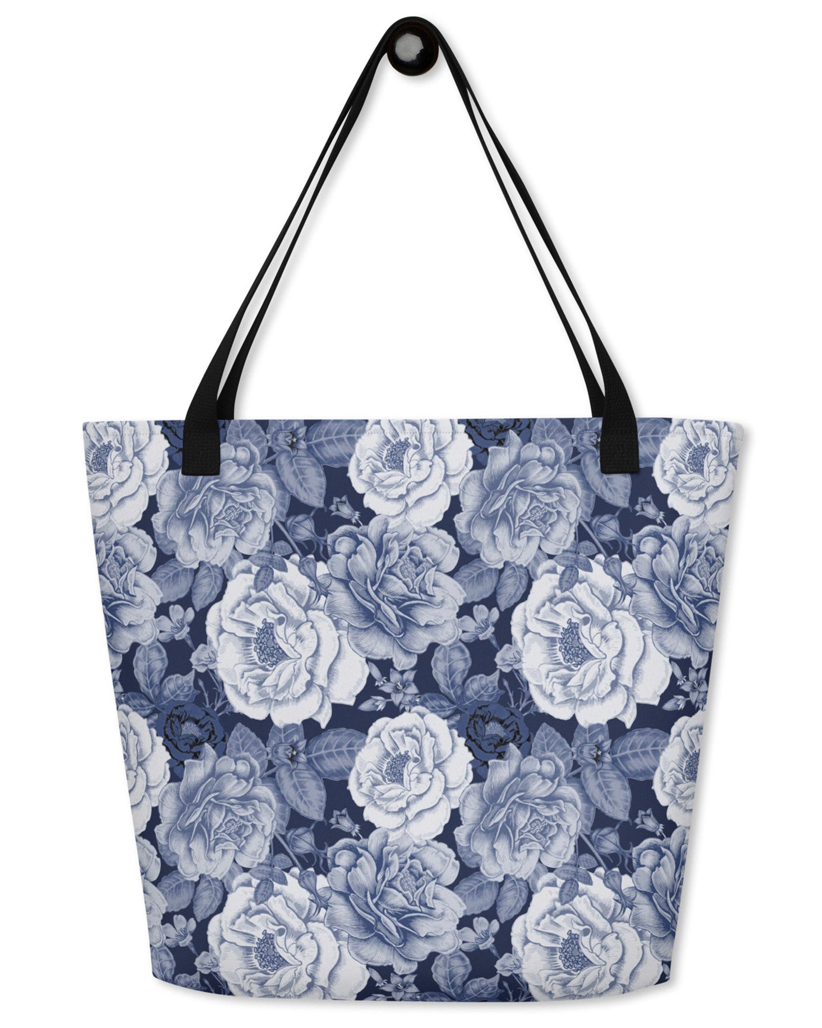 Denim Floral Open Tote Bag