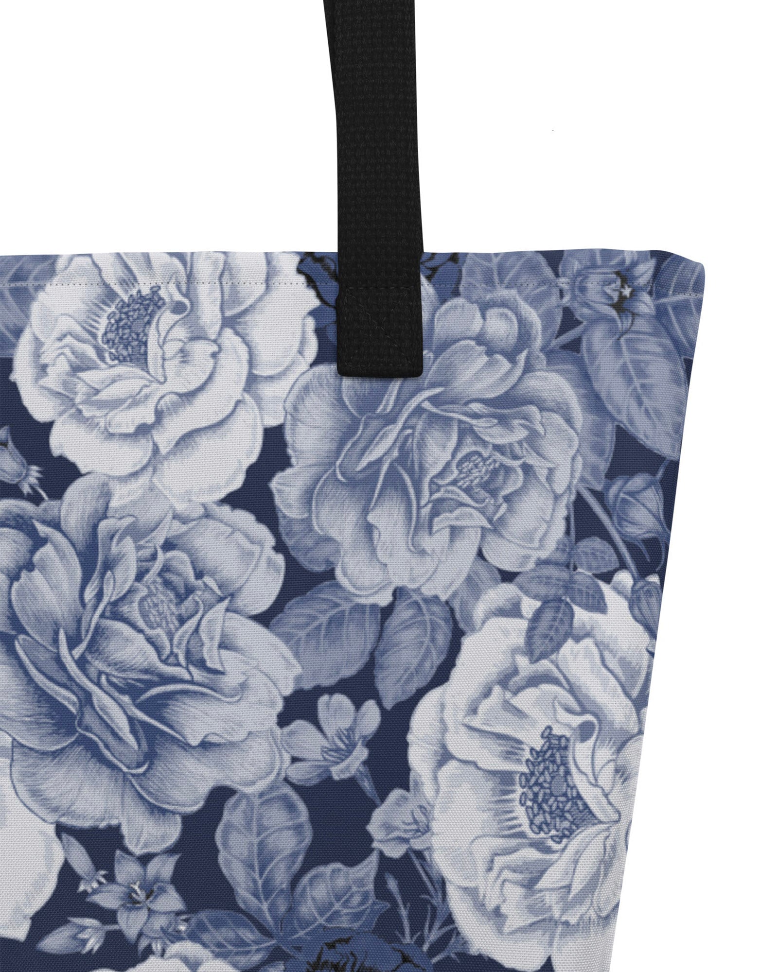 Denim Floral Open Tote Bag