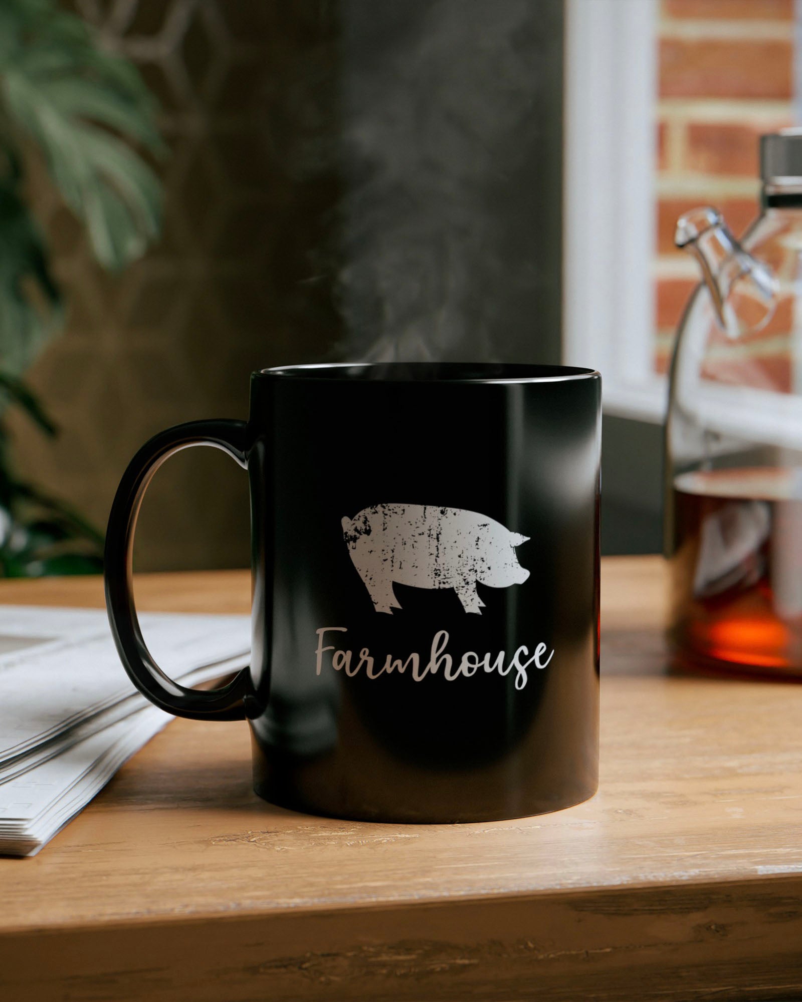 Farmhouse Pig Mug (Black)