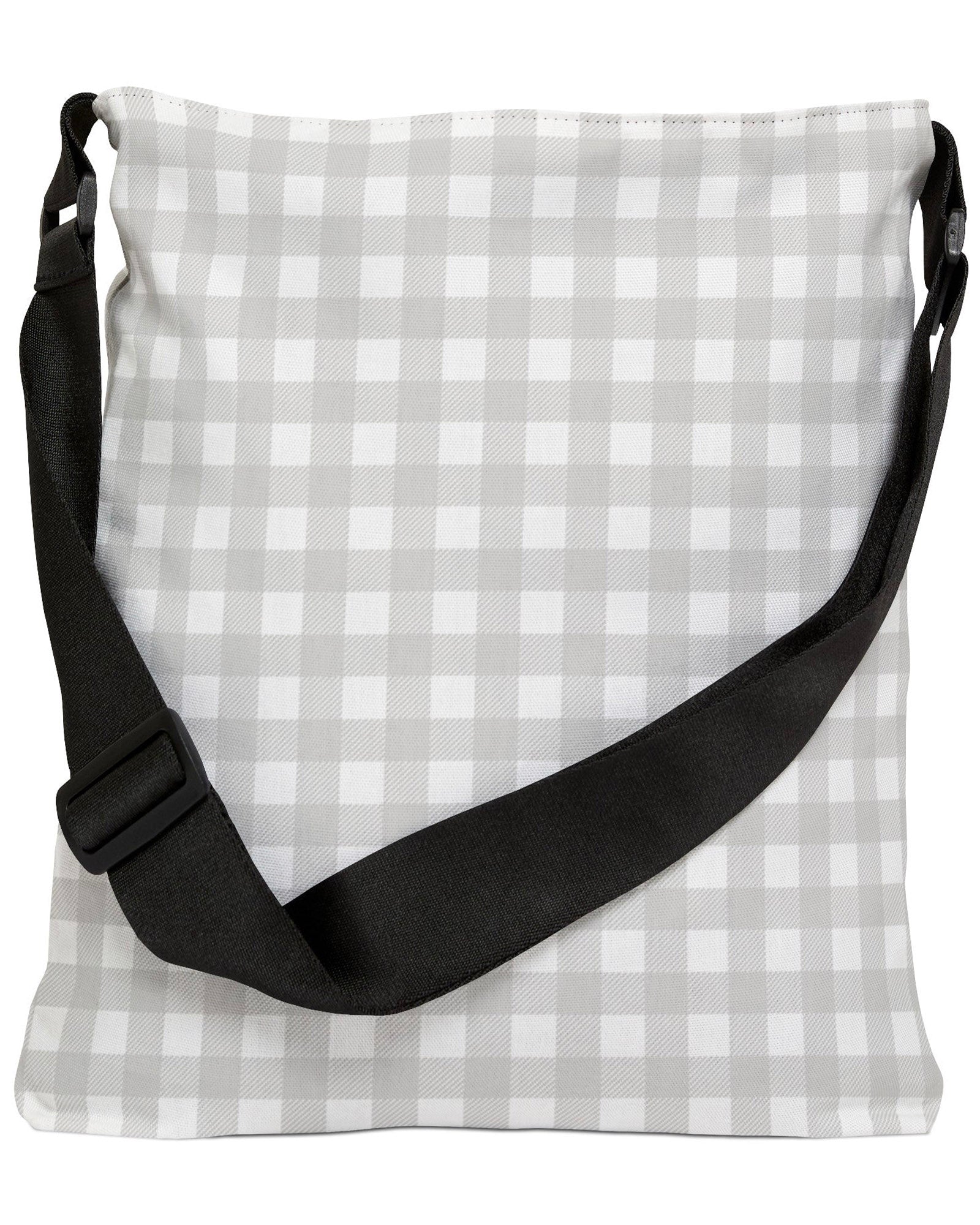 Smoky Gray Check Open Tote Crossbody