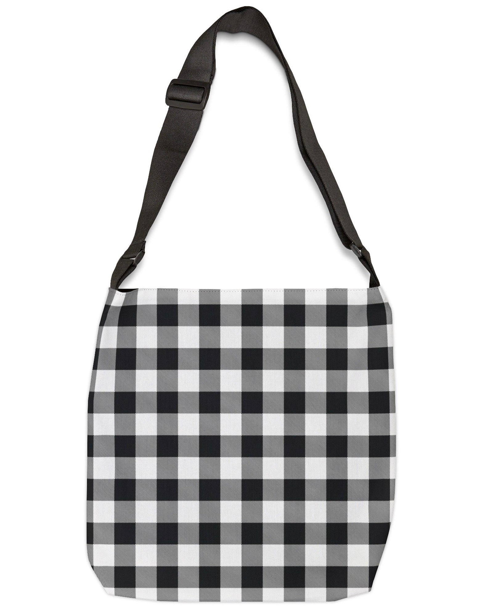 White Check Open Tote Crossbody