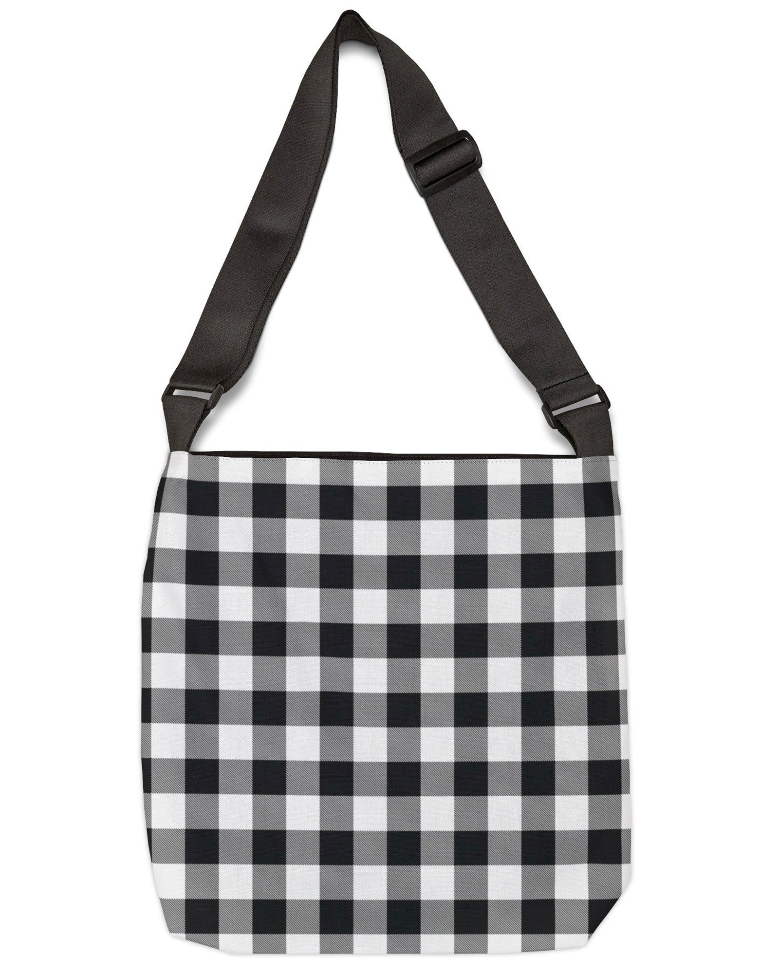 White Check Open Tote Crossbody