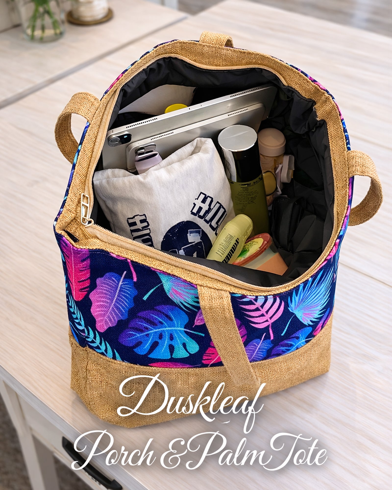 Duskleaf Porch & Palm Tote Bag
