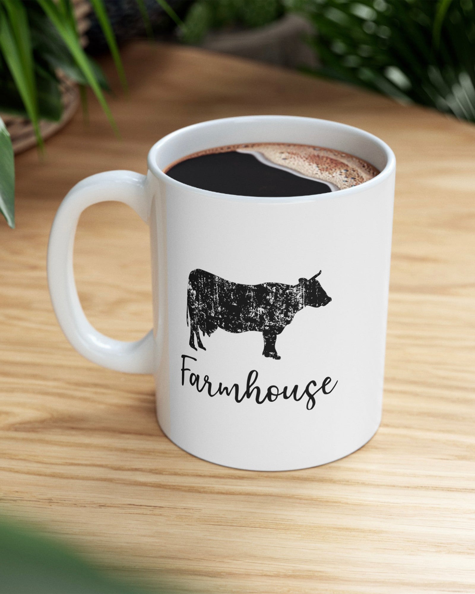 Farmhouse Cow Mug (White)