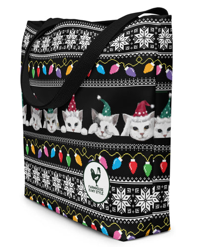 Festive Felines Open Tote Bag