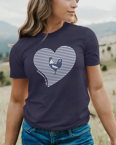 Navy Stripe Rooster Tee T-Shirt