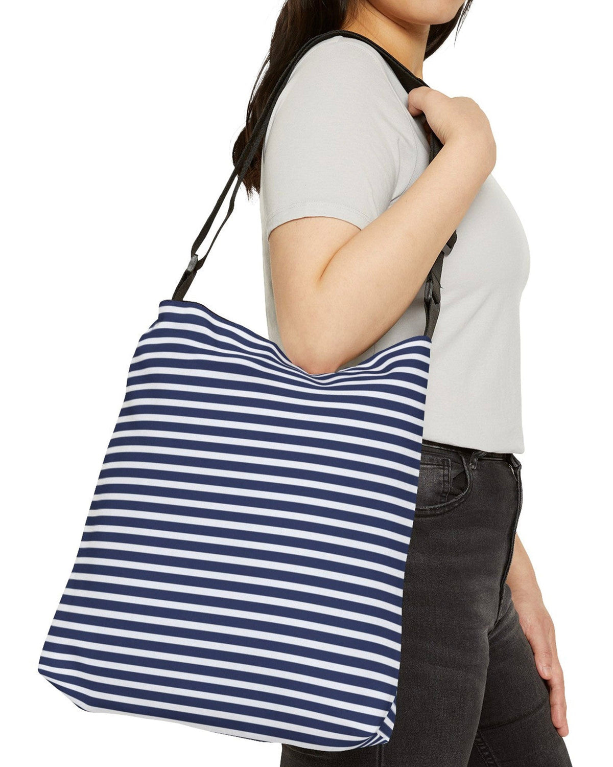 Navy Stripe Open Tote Crossbody | Farmhouse Is My Style