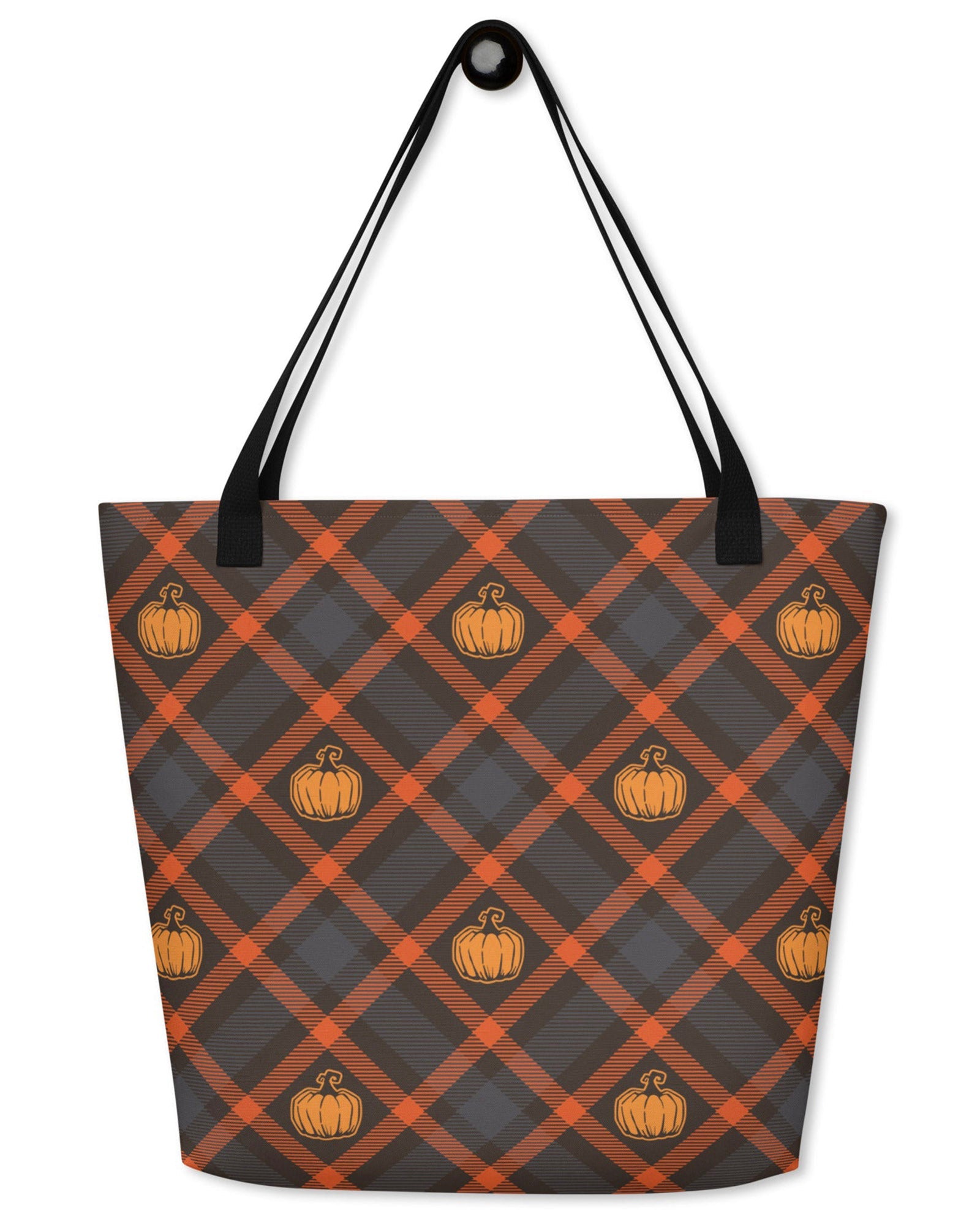 Pumpkin Plaid Open Tote Bag