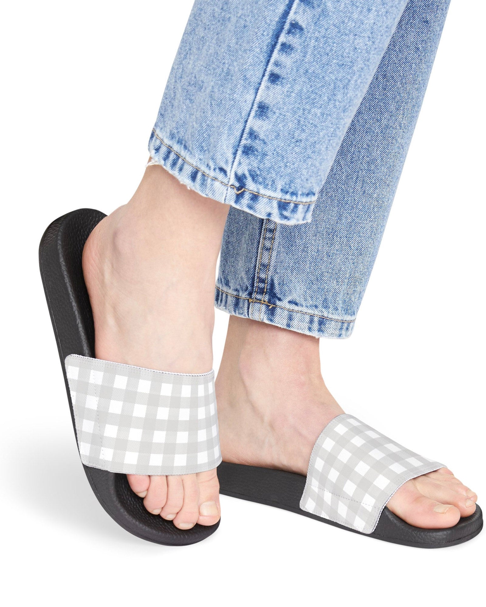 Smoky Gray Check Flipside Slides