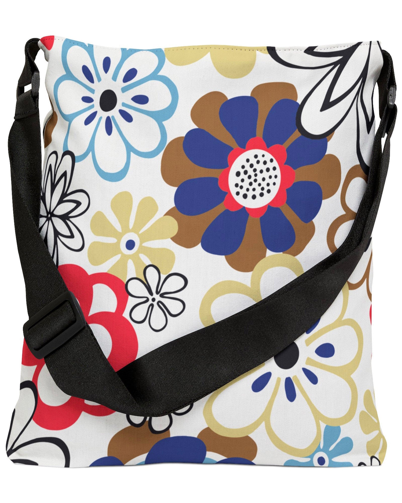 Abstract Floral Open Tote Crossbody