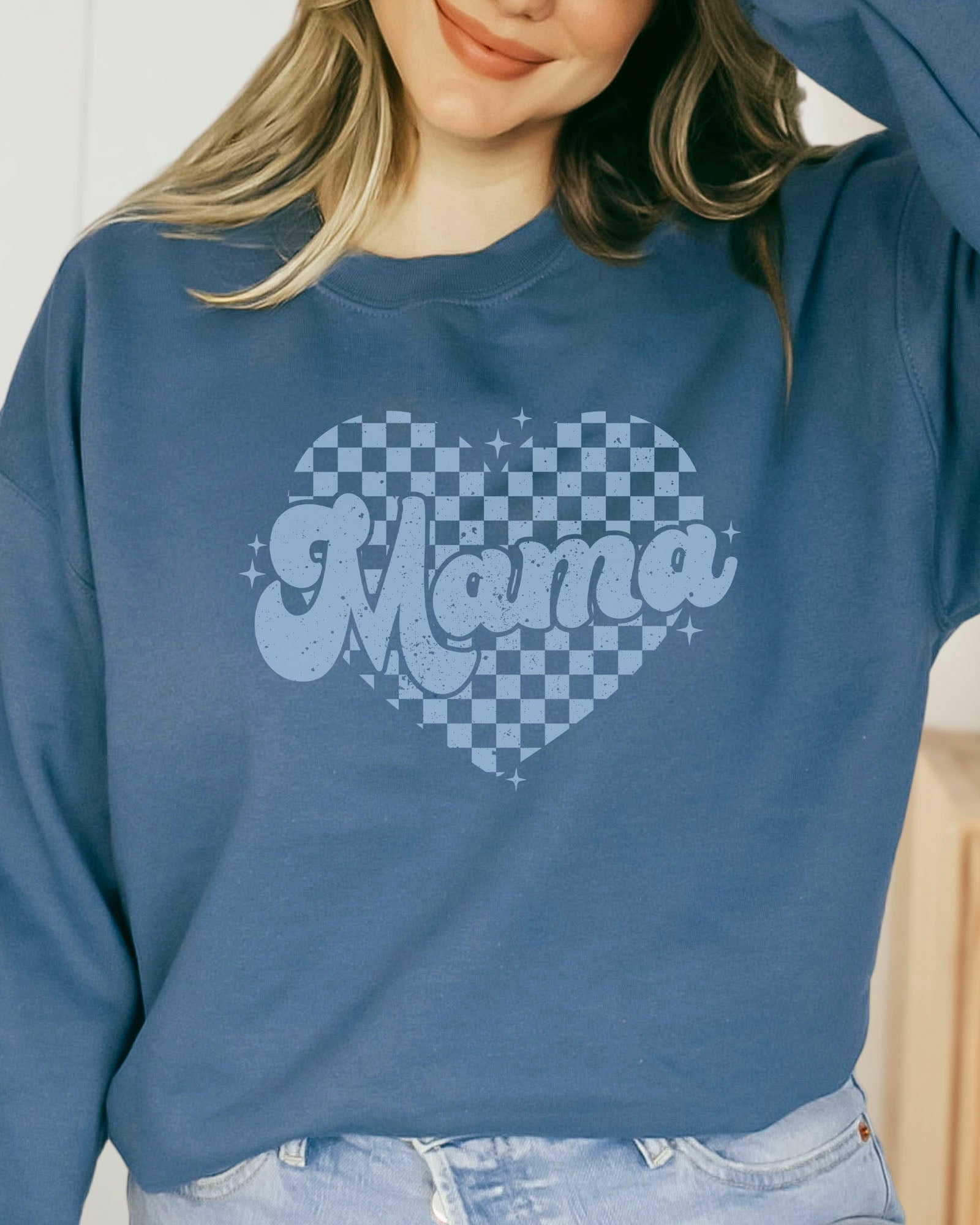 Checkered Heart Mama Sweatshirt