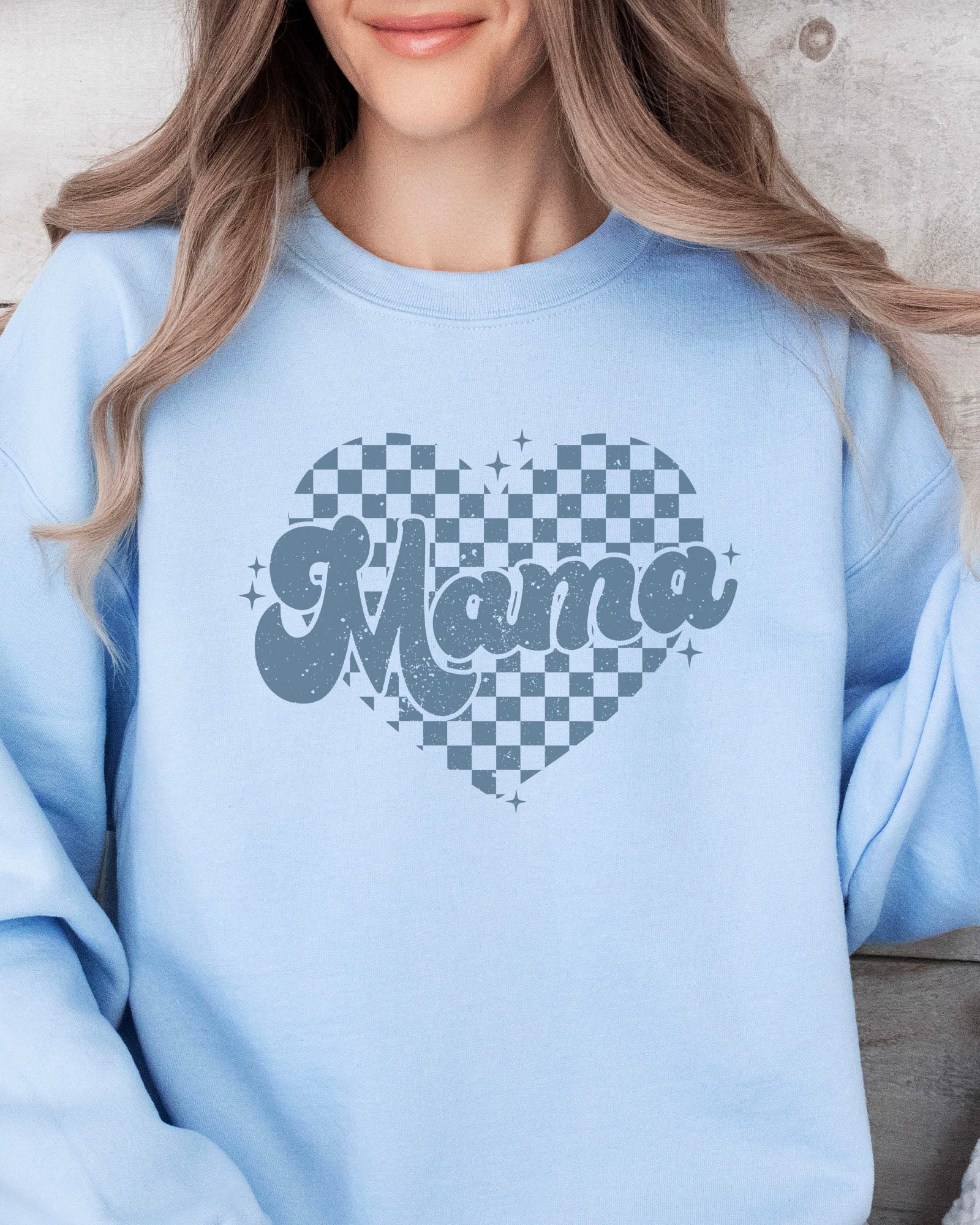 Checkered Heart Mama Sweatshirt