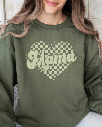 Checkered Heart Mama Sweatshirt