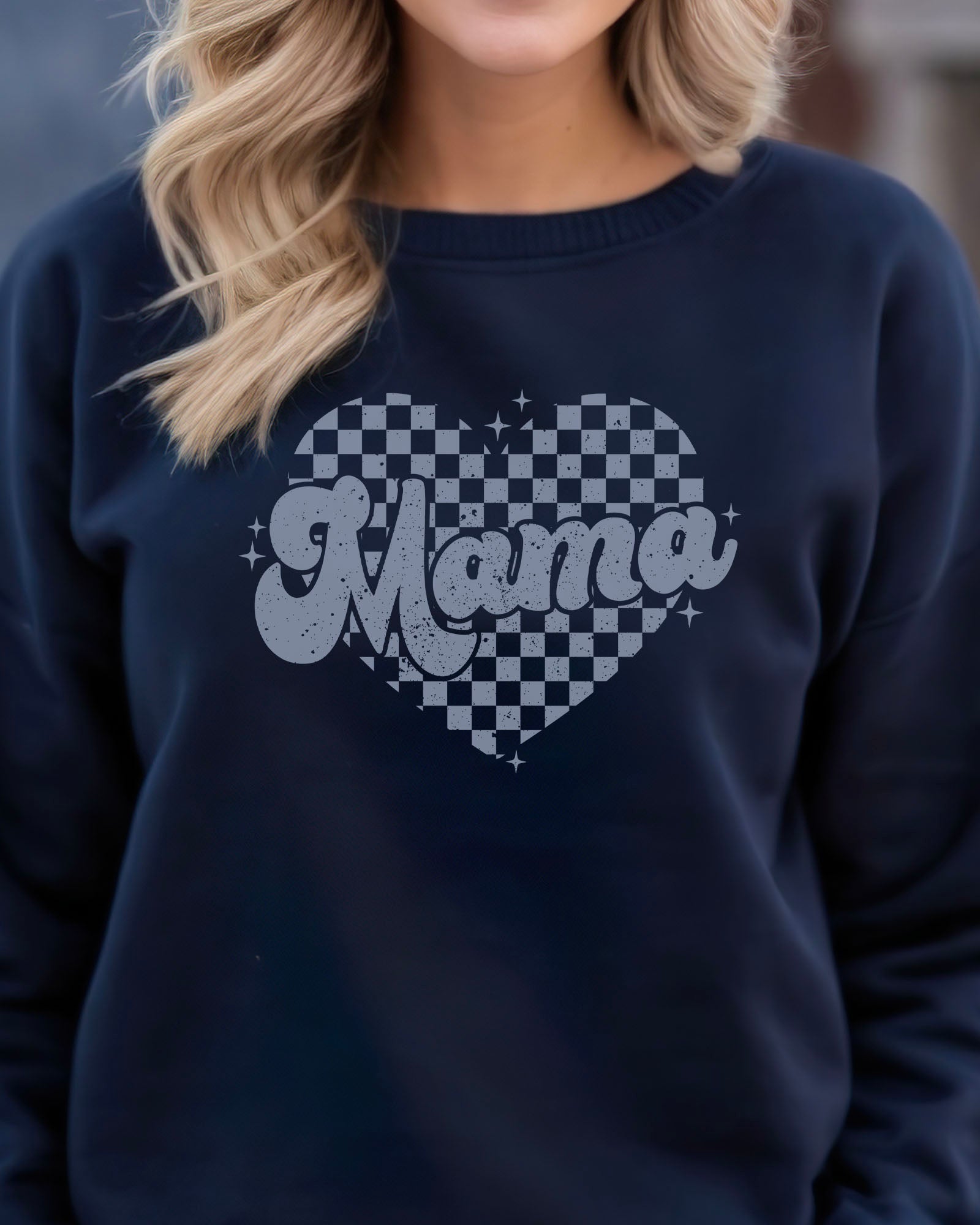 Checkered Heart Mama Sweatshirt