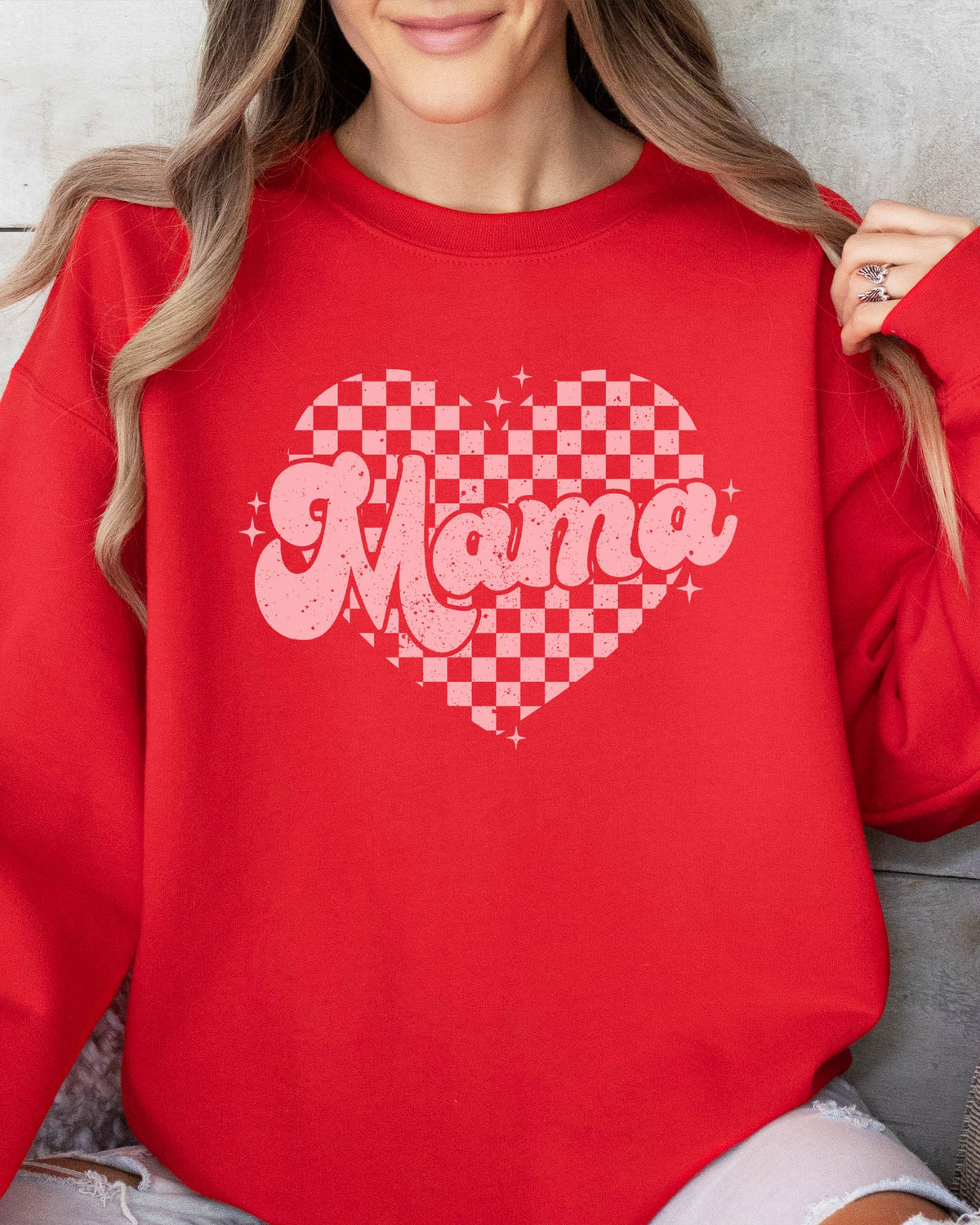 Checkered Heart Mama Sweatshirt