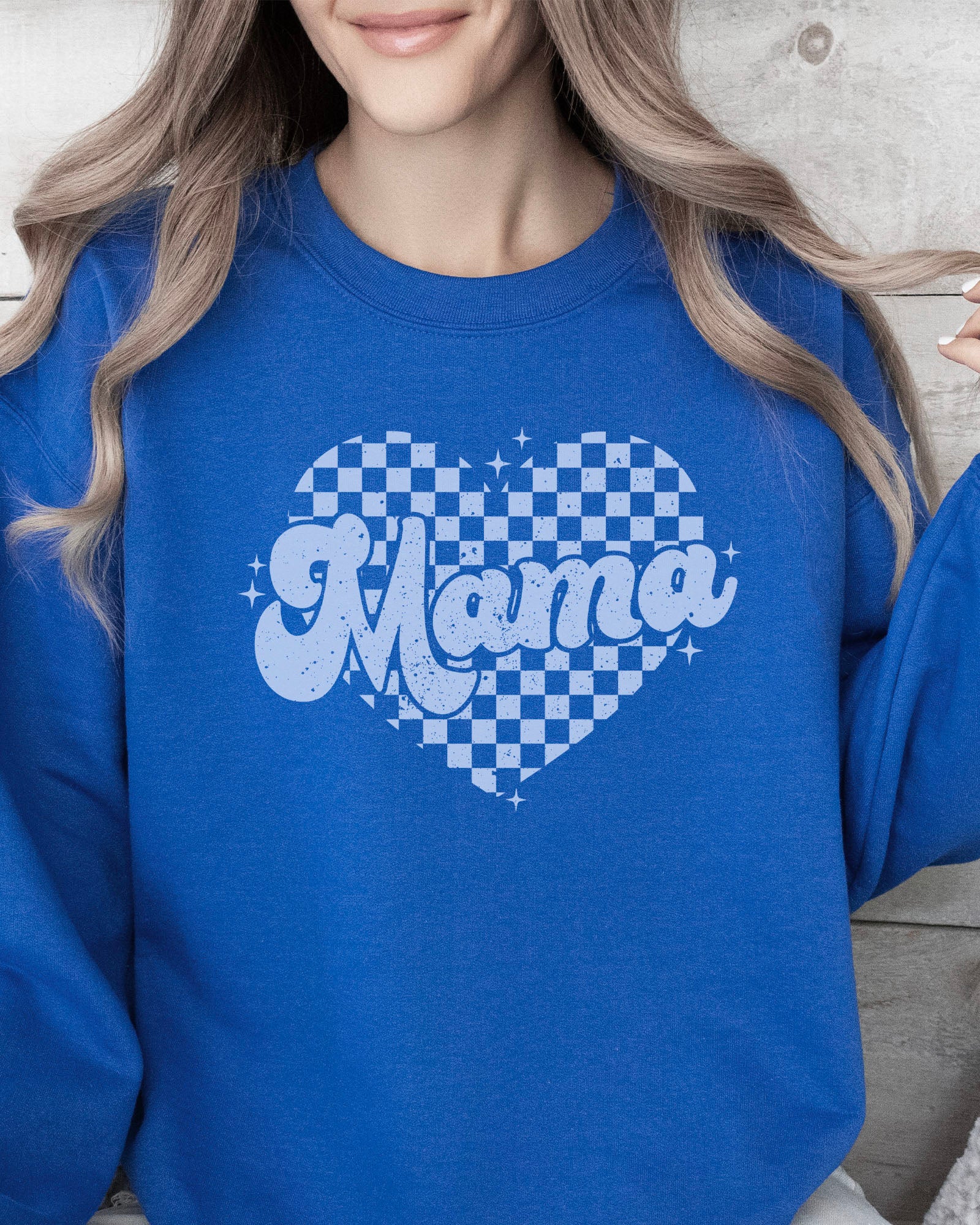 Checkered Heart Mama Sweatshirt