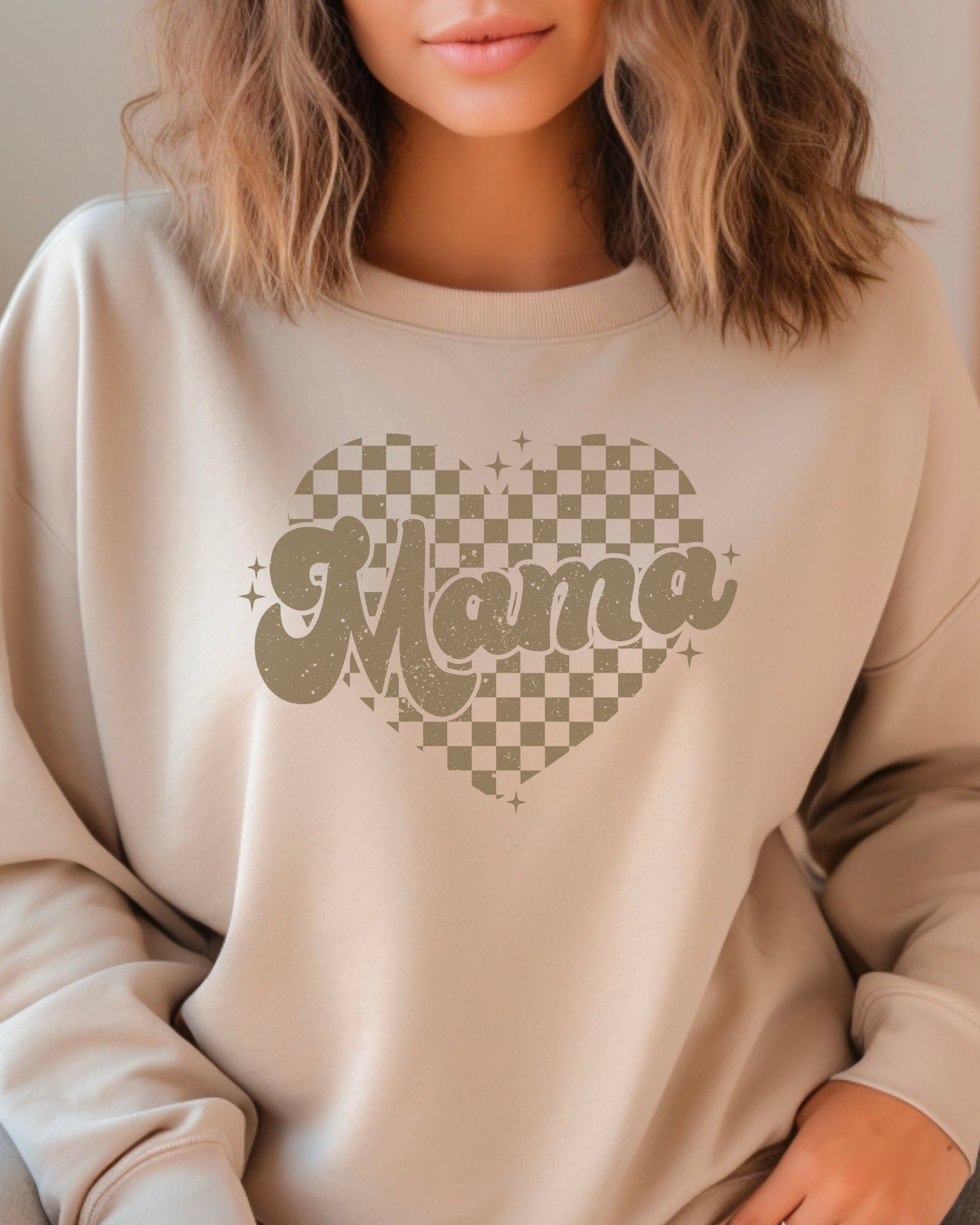 Checkered Heart Mama Sweatshirt