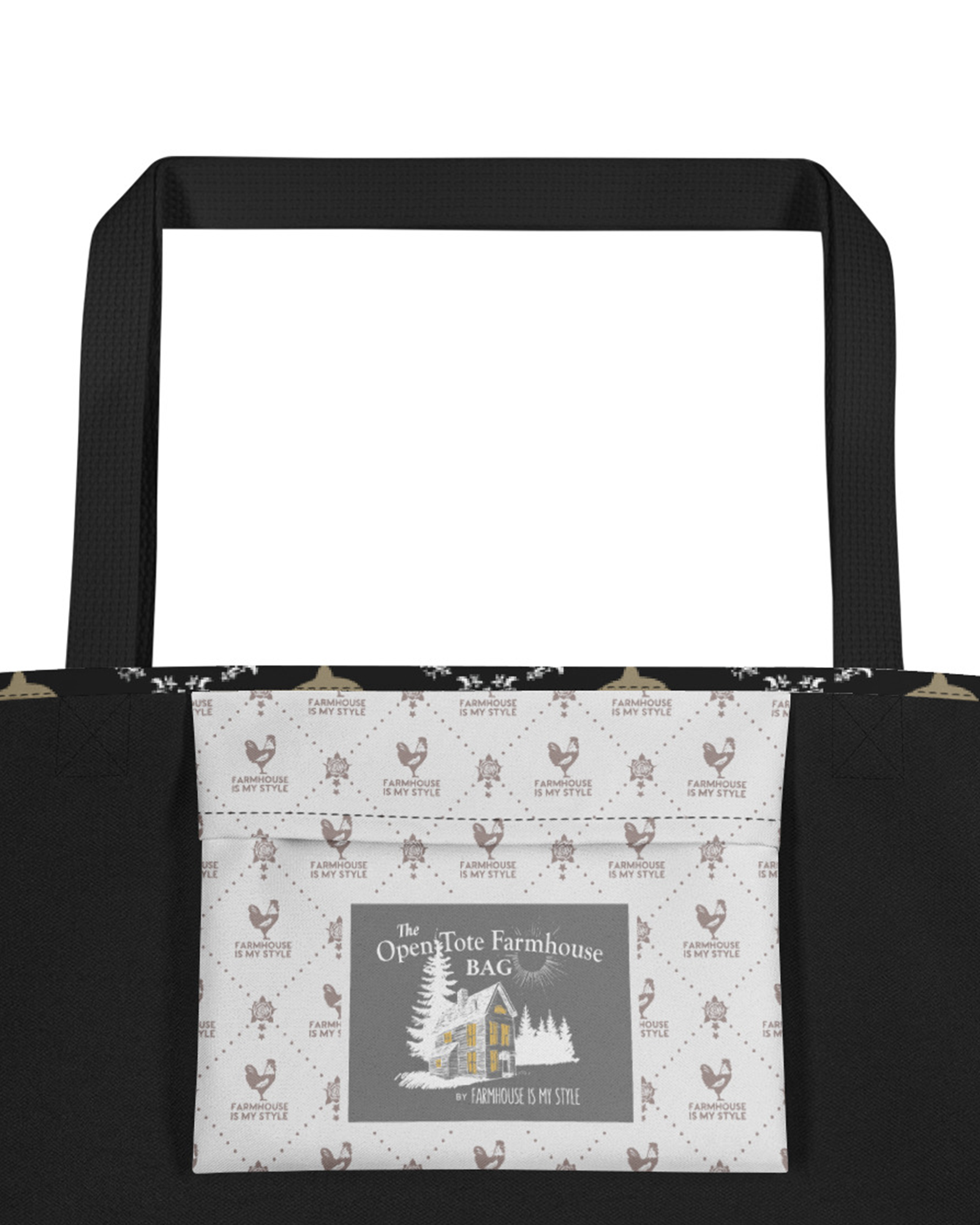 Farmhouse Rooster Open Tote Bag