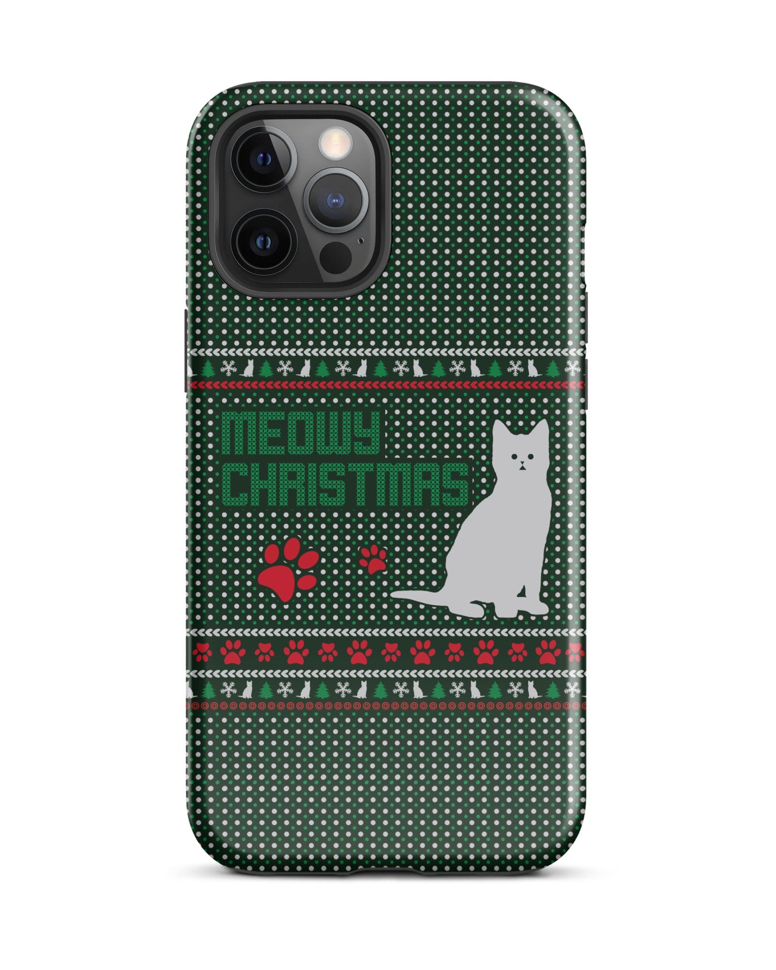 Meowy Christmas Cabin Case for iPhone Glossy / iPhone 12 Pro Max Meowy Christmas Cabin Case for iPhone Glossy / iPhone 12 Pro Max