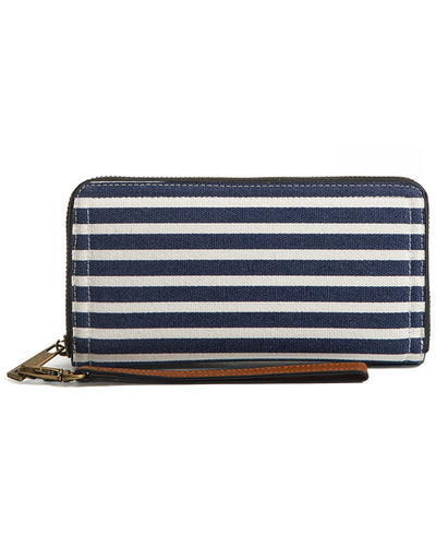 Navy Stripe Luxe Clutch Wallet