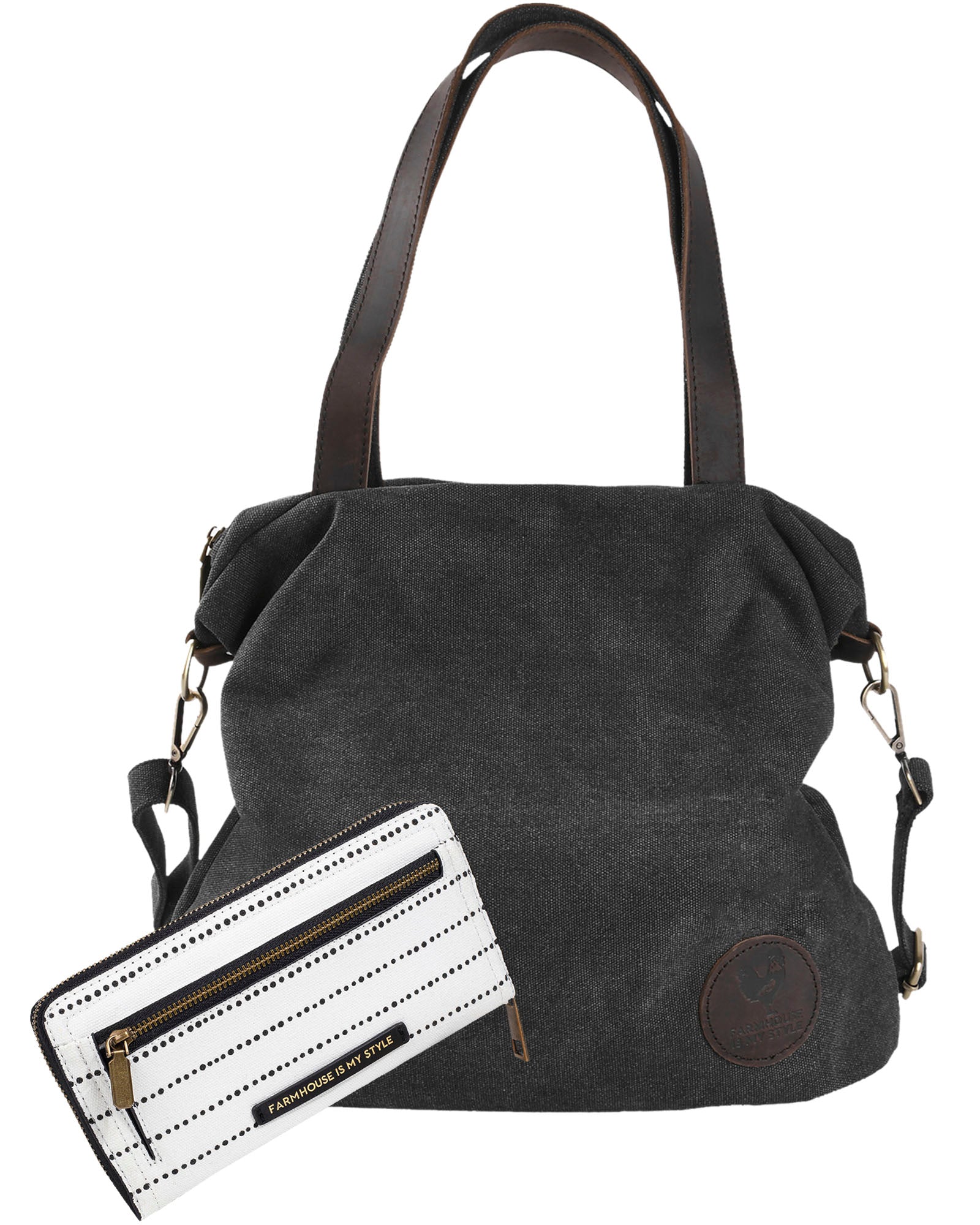 Charcoal Crossbody Shiplap Bag and Wallet Bundle