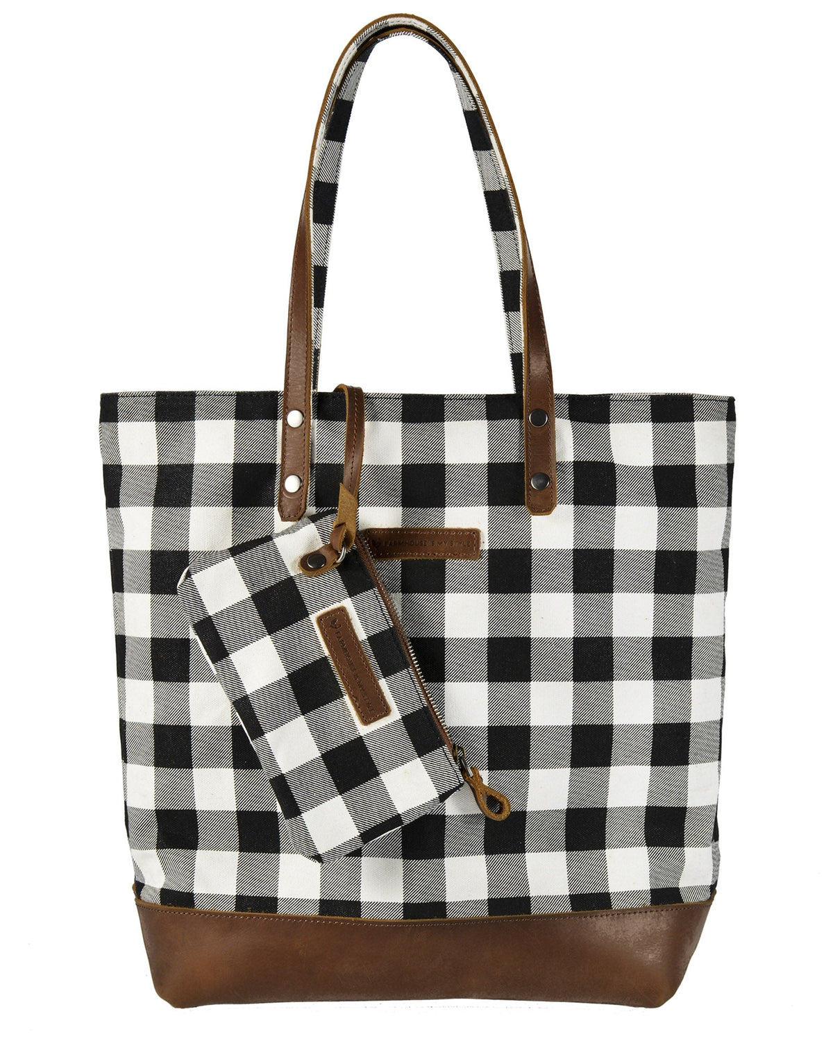 White Checkered Pattern Tote Bag