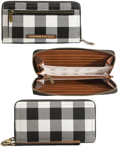 White Check Luxe Clutch Wallet